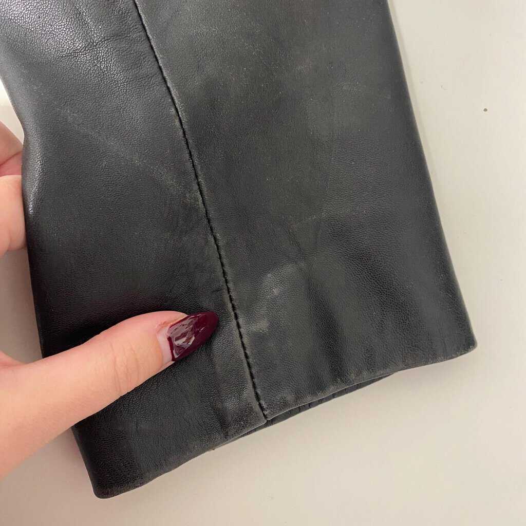 Black leather vintage jacket, fitted blazer, retro real leather jacket - Medium / Large - Image 9