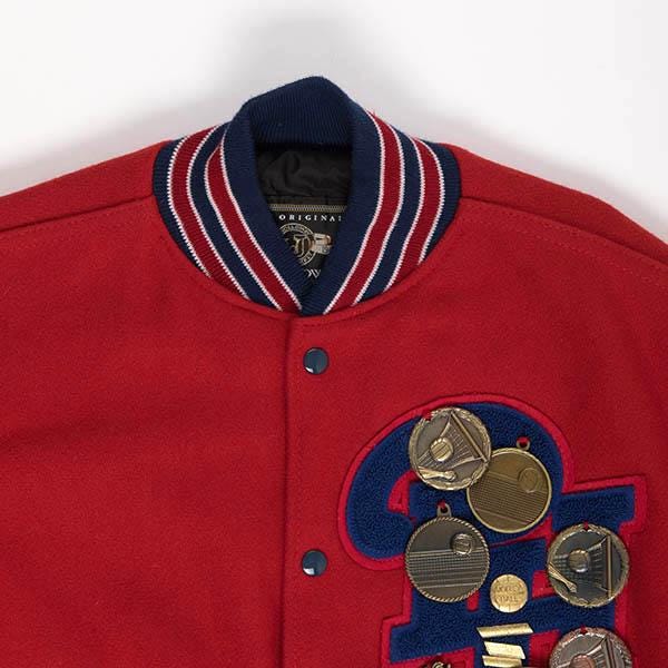 Rare American red varsity jacket volleyball medal patches, Munday personalised letterman jacket USA made Holloway Original - Small / Medium - Image 6