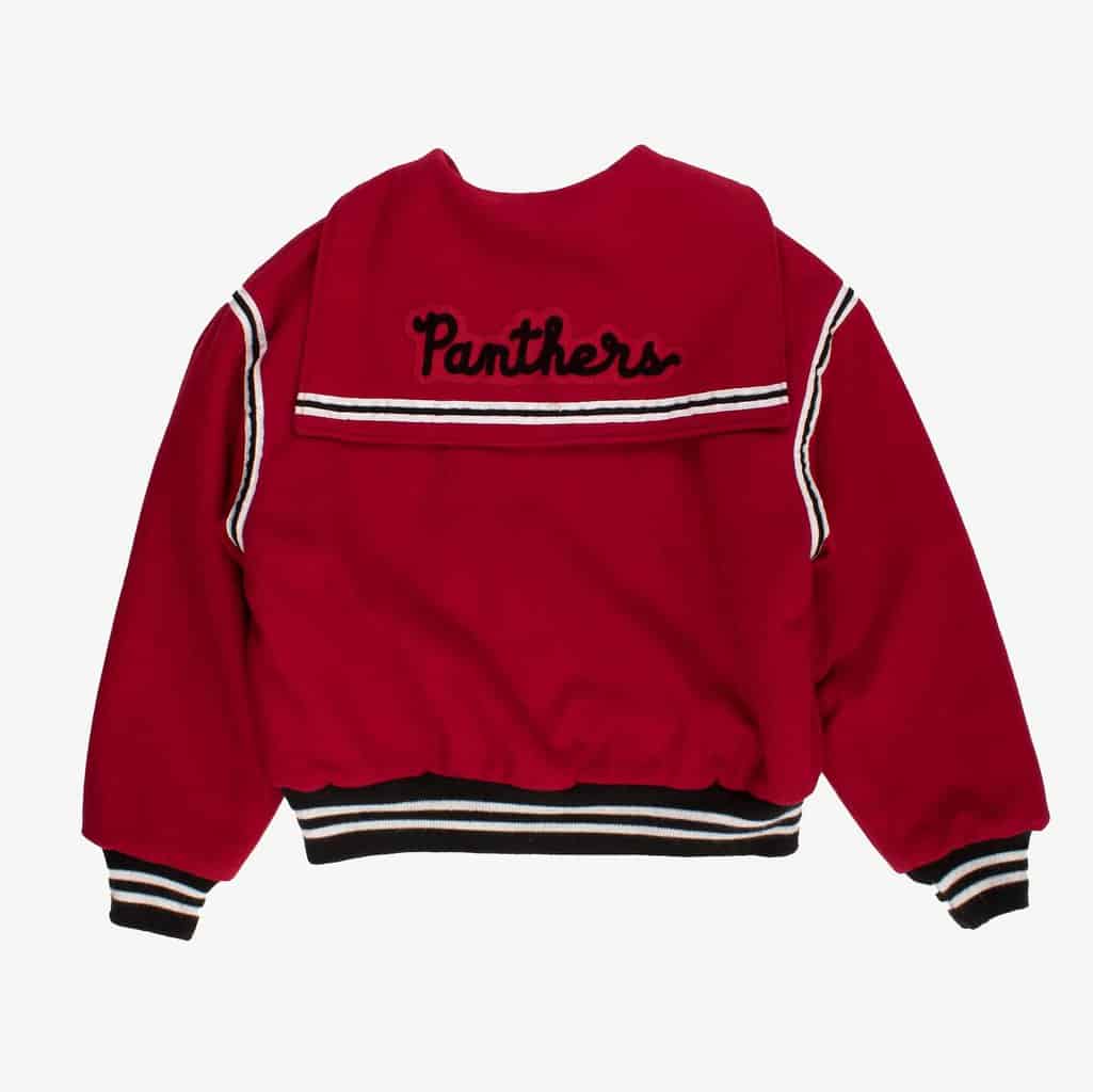 Womens Panthers letterman varsity jacket red sailor collar by Ripon Athletics, USA made vintage - Large - Image 3