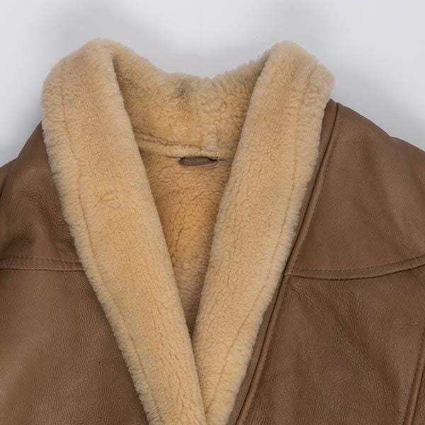 Sheepskin coat, 80s tan leather shearling jacket - L - Image 6