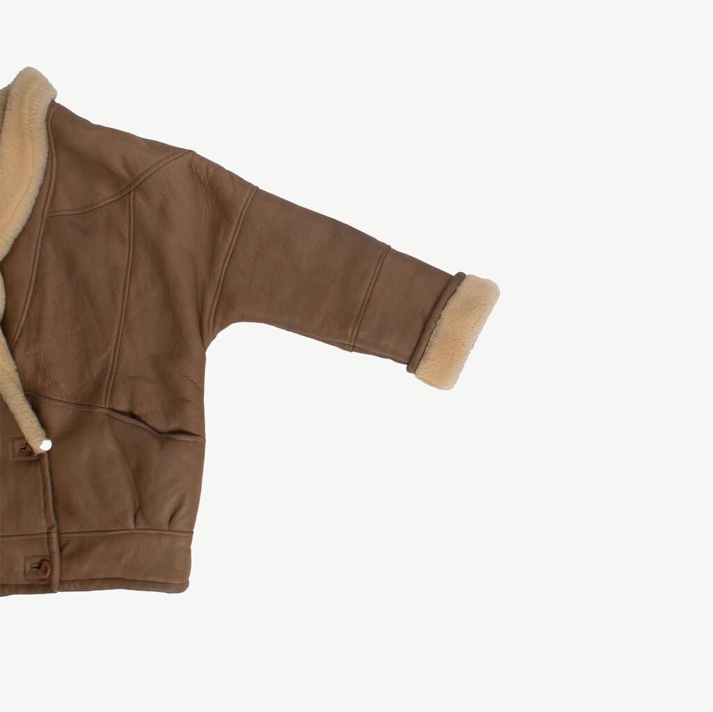 Sheepskin coat, 80s tan leather shearling jacket - L - Image 5