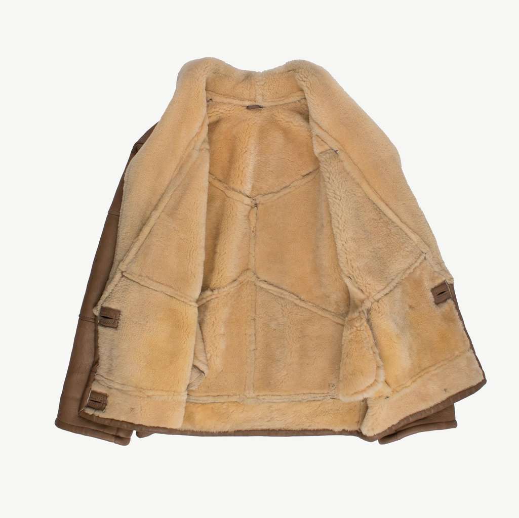 Sheepskin coat, 80s tan leather shearling jacket - L - Image 2