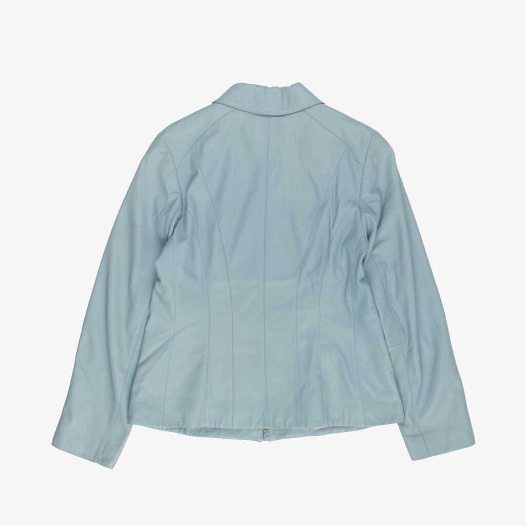 Baby blue leather jacket, pastel blazer, vintage - S/M - Image 4