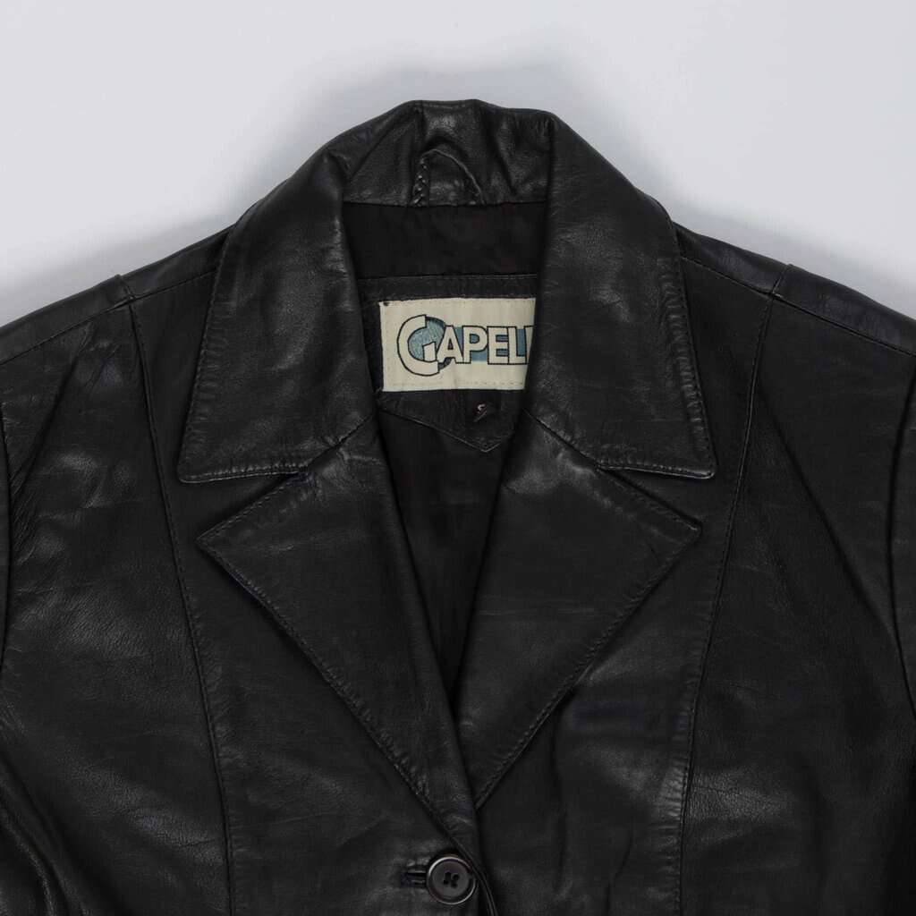 90s Gapelle black real leather jacket, vintage leather blazer - Medium - Image 5