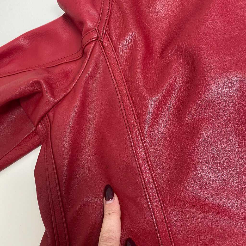 Bright red leather jacket by Hidepark - M - Image 7