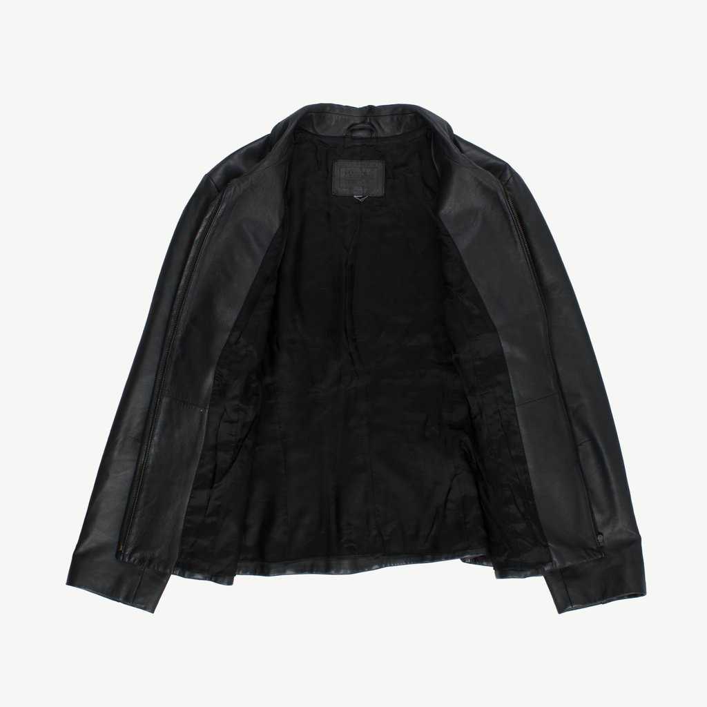 Y2K vintage soft leather fitted jacket zip up blazer - M / L - Image 2