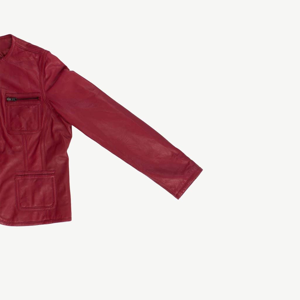 Bright red leather jacket by Hidepark - M - Image 4