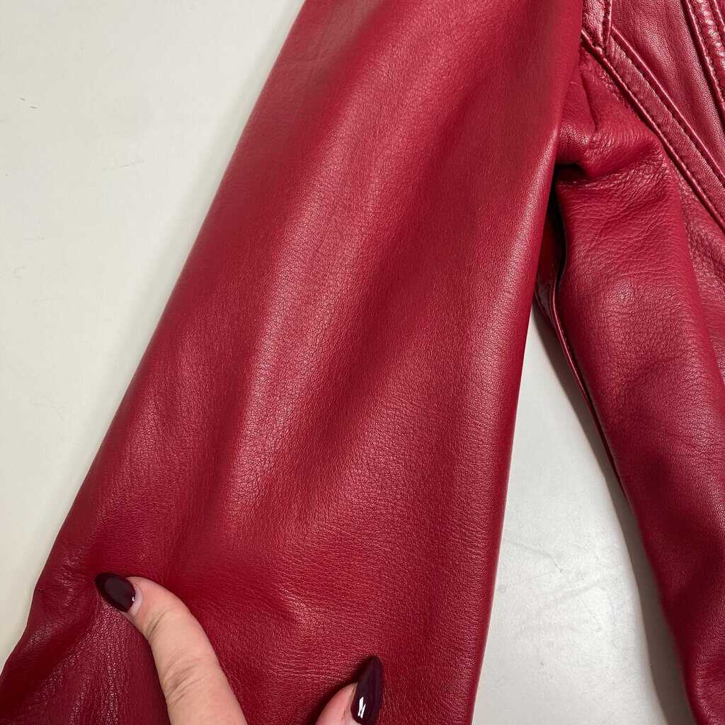 Bright red leather jacket by Hidepark - M - Image 5