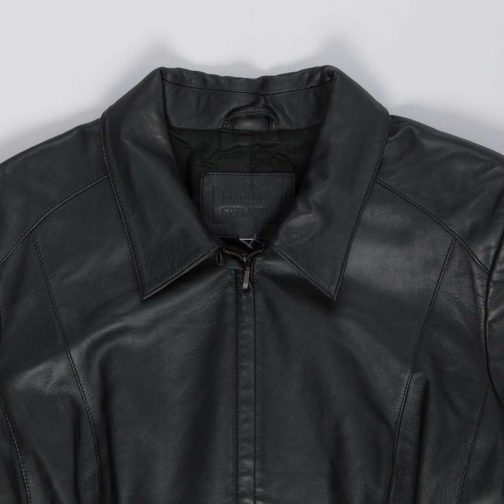 Y2K vintage soft leather fitted jacket zip up blazer - M / L - Image 5