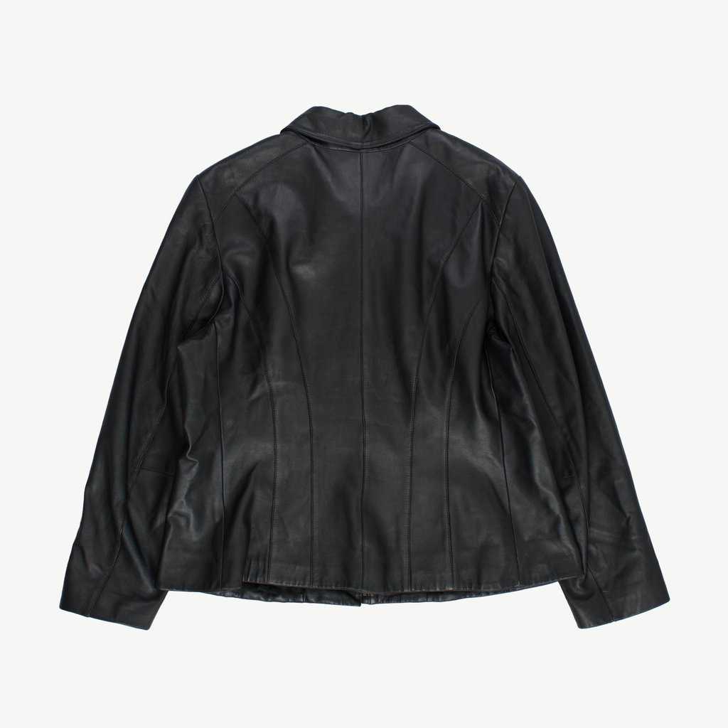 Y2K vintage soft leather fitted jacket zip up blazer - M / L - Image 3