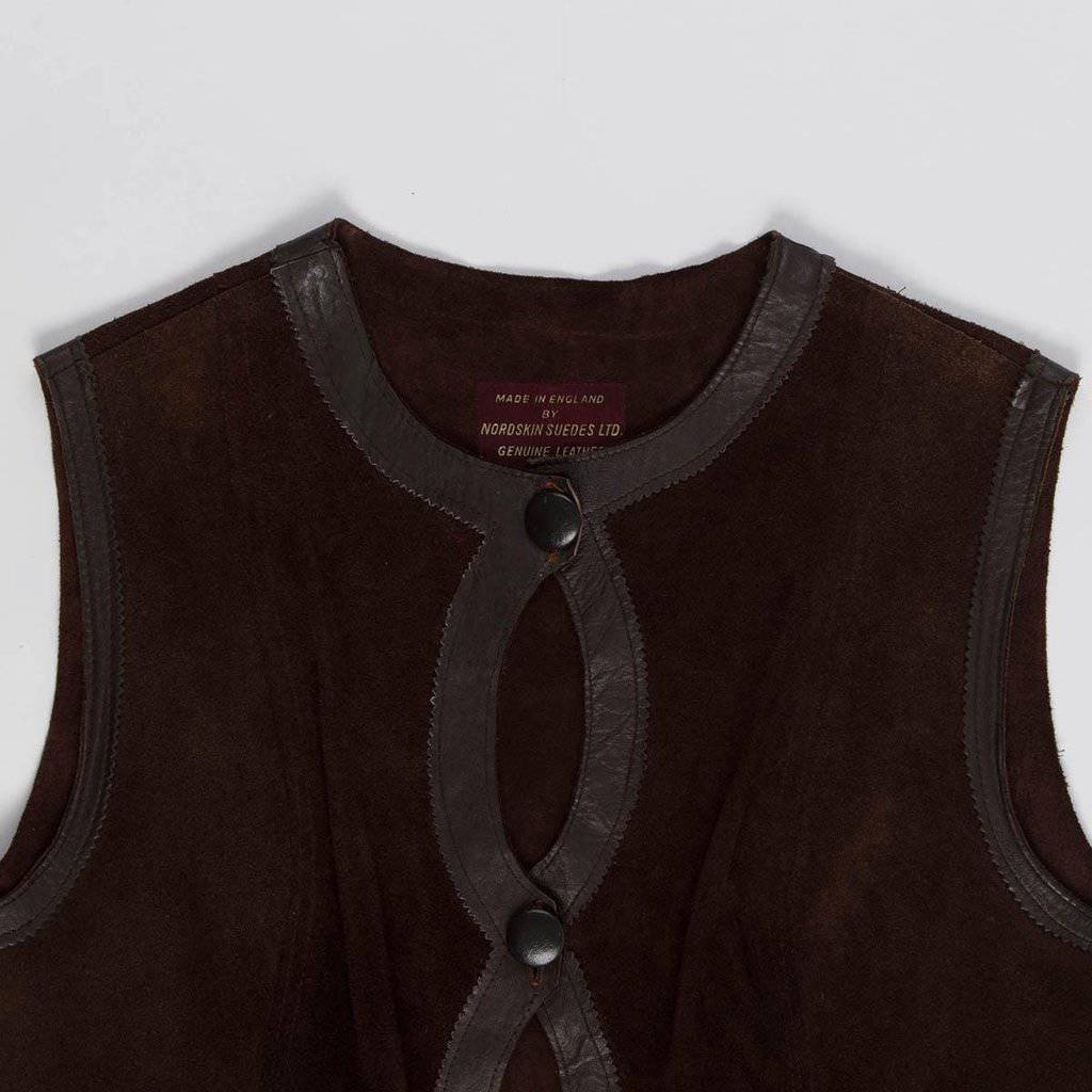 Vintage dark brown suede waistcoat, made in England - M - Image 4