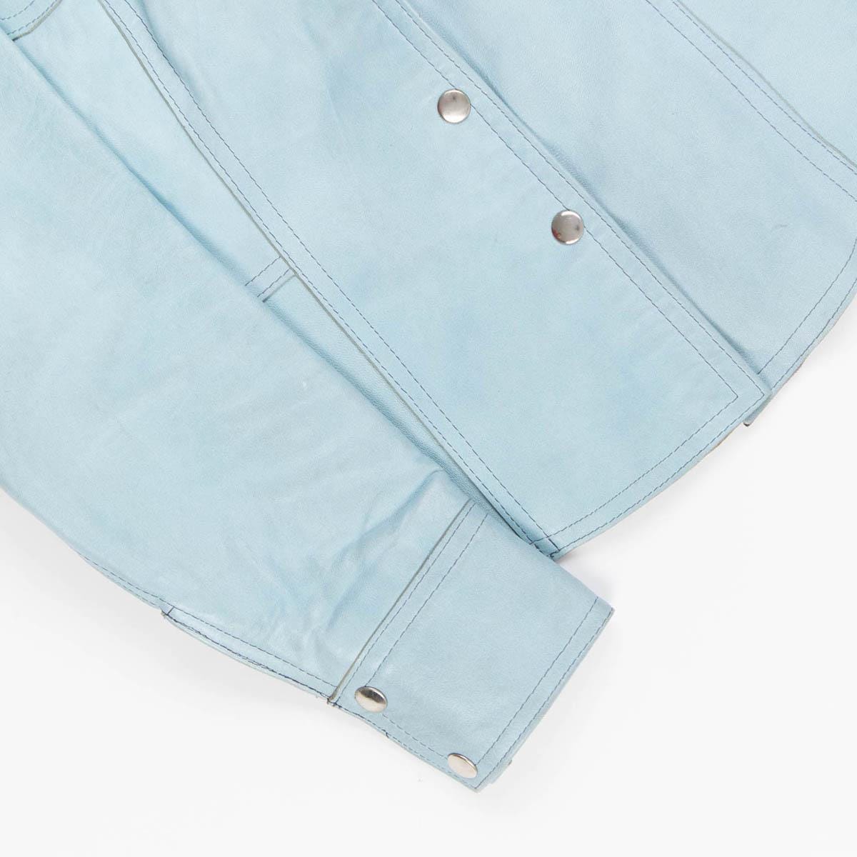 Rare 1960s 70s original real leather jacket light blue, womens rare vintage leather jacket - Small - Image 6