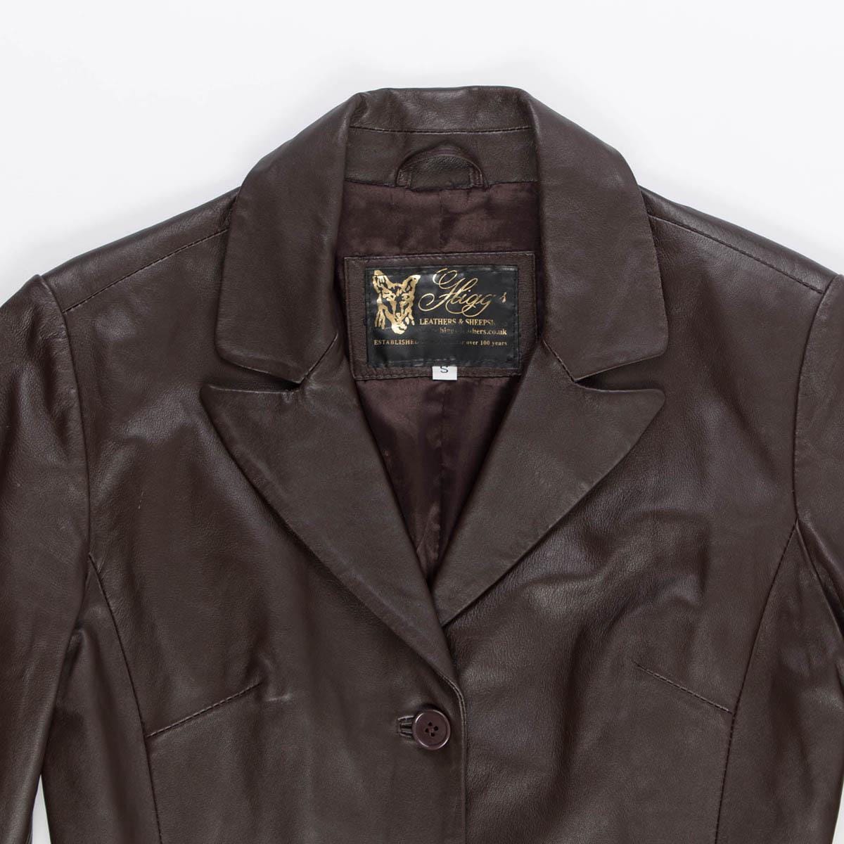 Womens long vintage leather jacket, Y2K chocolate brown soft leather jacket - Small - Image 4