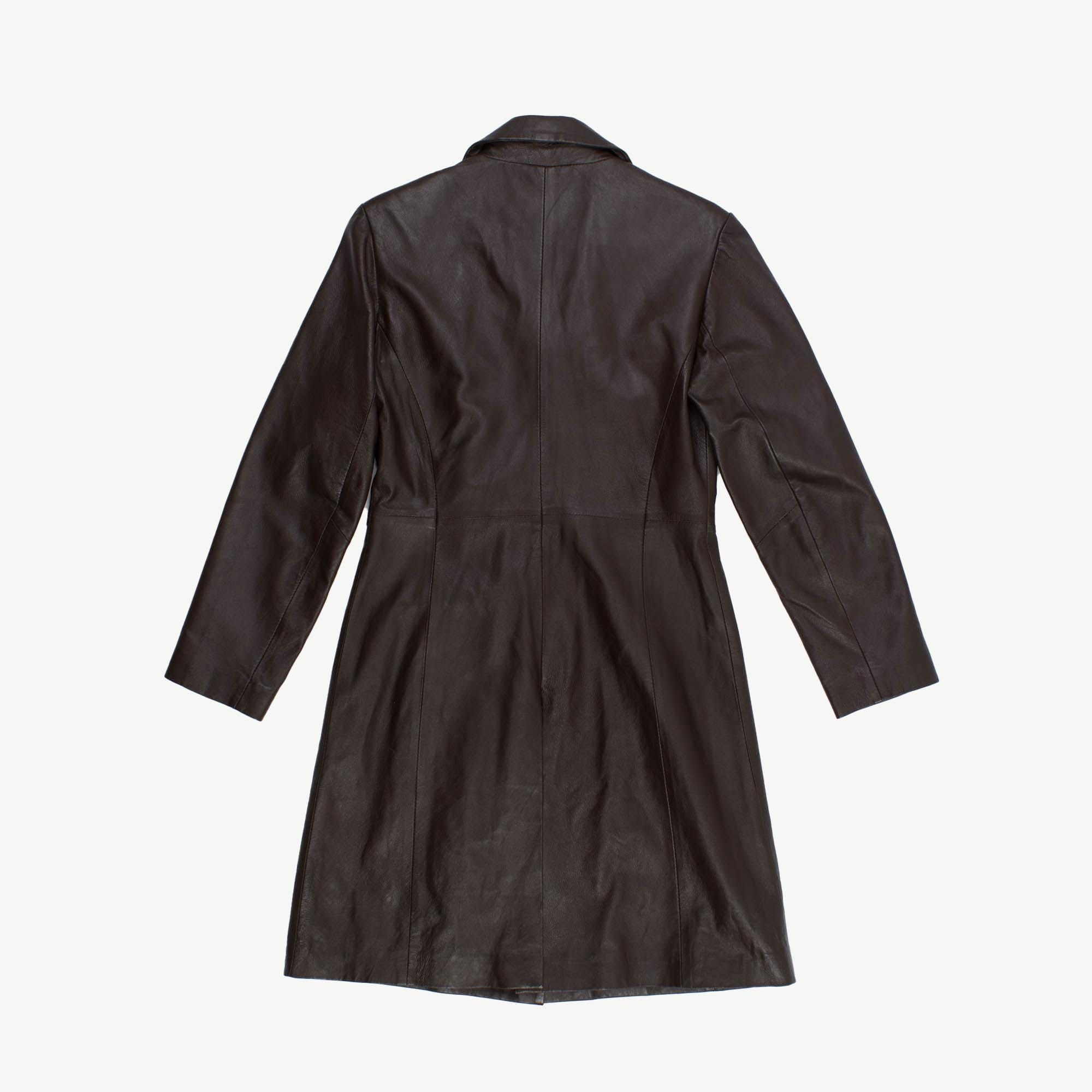 Womens long vintage leather jacket, Y2K chocolate brown soft leather jacket - Small - Image 3