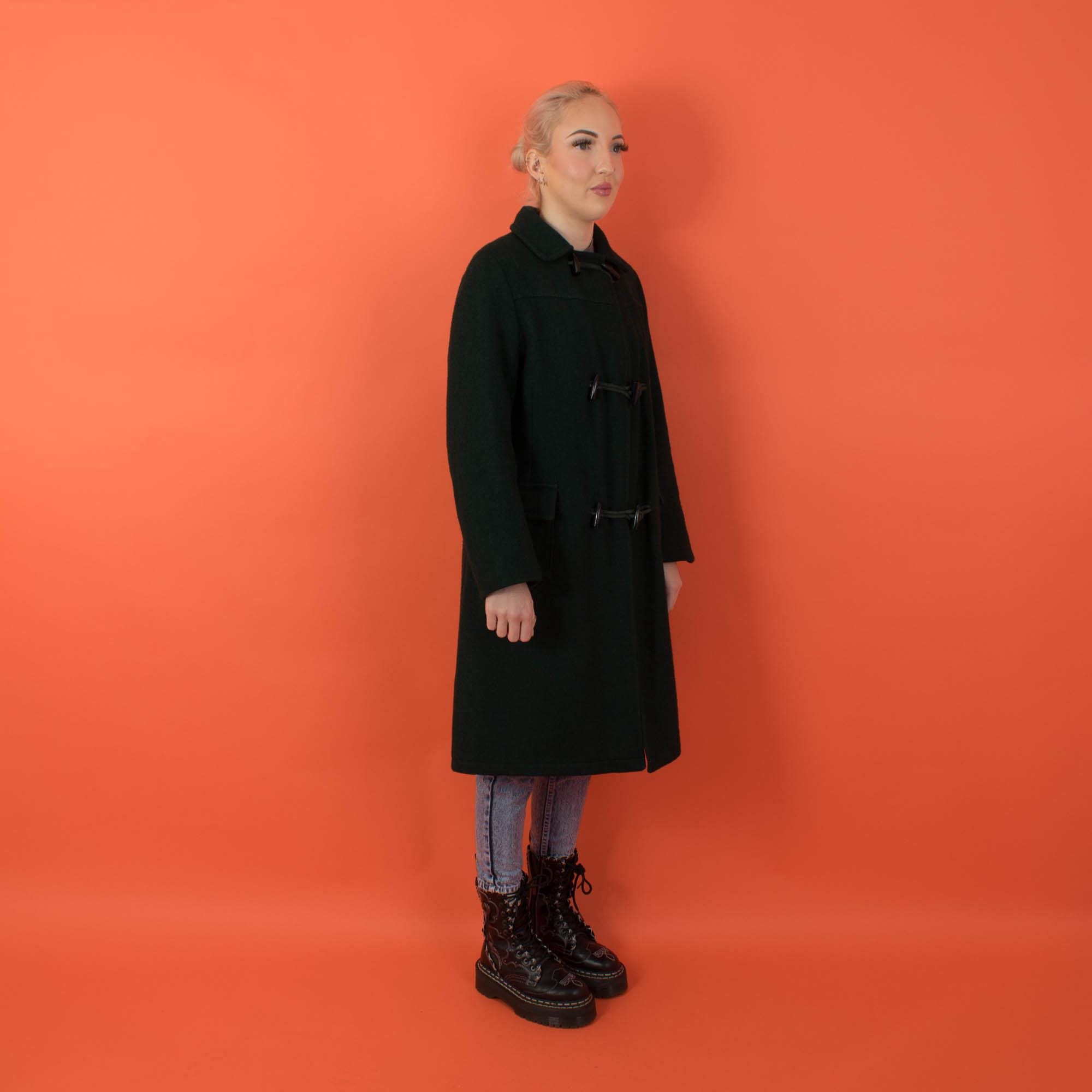 Womens 70s wool duffle coat, Heatonex vintage forest green long jacket, made in England - Small - Image 3