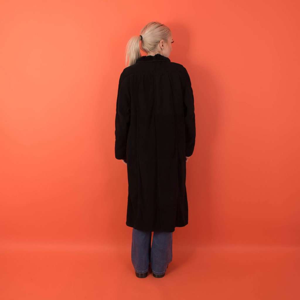 Vintage black shearling coat, womens soft leather fur jacket, longline shearling - Medium / Large - Image 6