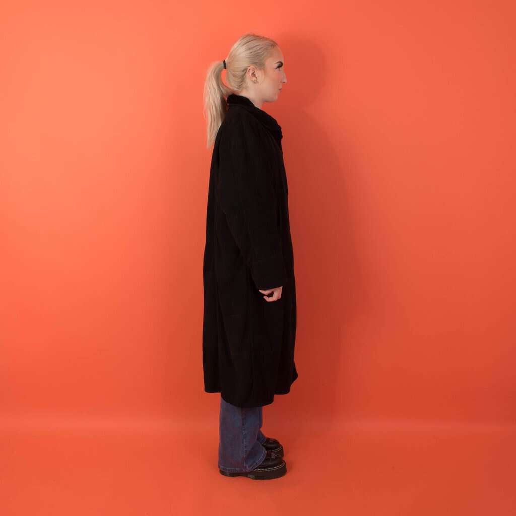 Vintage black shearling coat, womens soft leather fur jacket, longline shearling - Medium / Large - Image 2