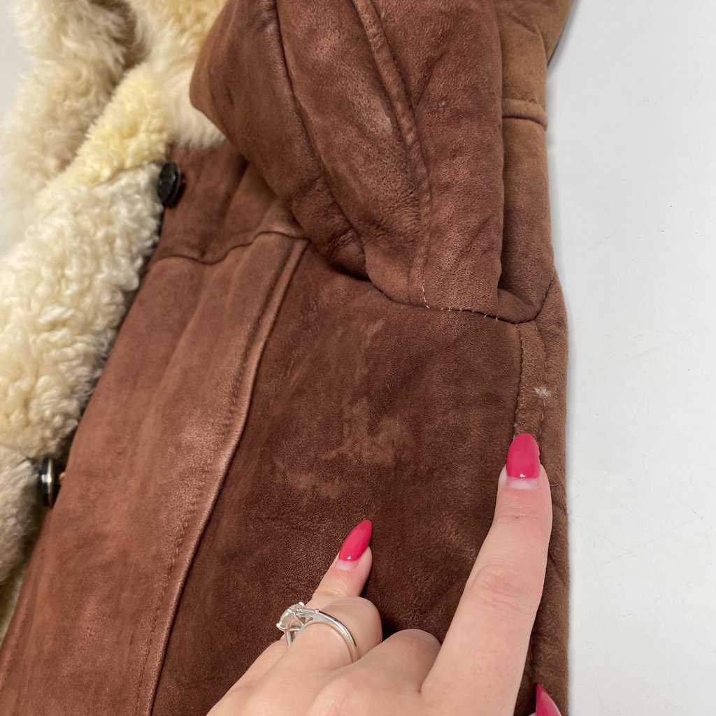 Vintage suede Penny Lane coat, womens hooded shearling boho hippie coat, retro Afghan coat - XS / Small - Image 9
