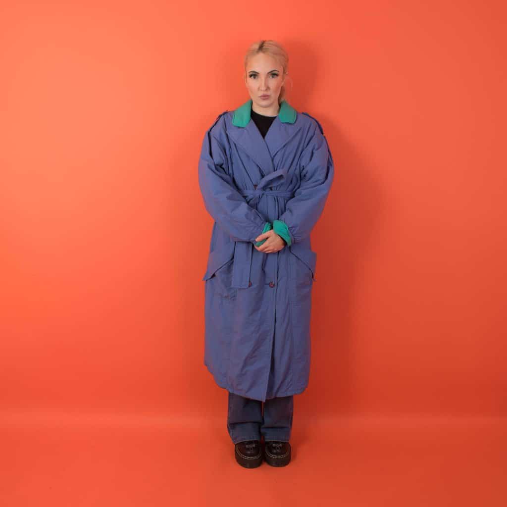 1980s colour block trench coat, womens vintage padded trench coat, womens retro jacket, made in Ireland - Medium / Large - Image 5