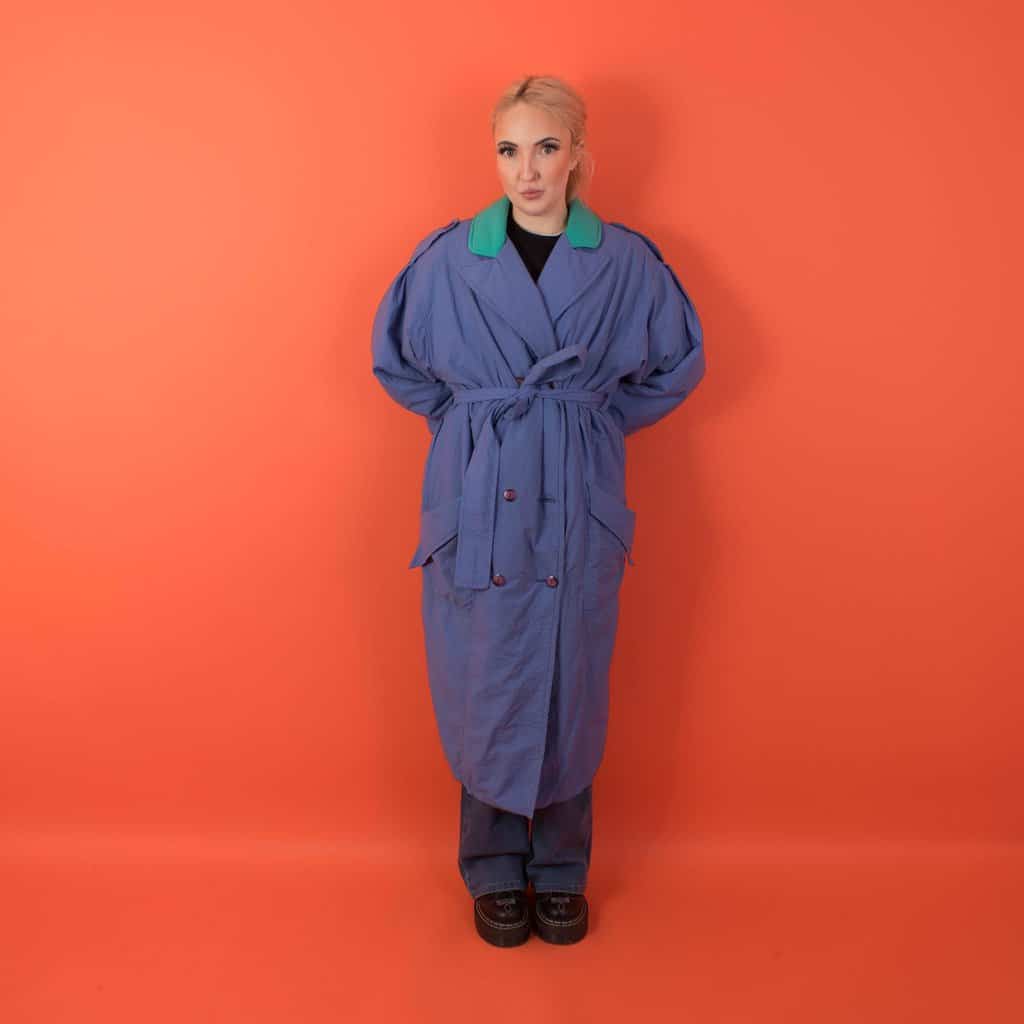 1980s colour block trench coat, womens vintage padded trench coat, womens retro jacket, made in Ireland - Medium / Large - Image 6
