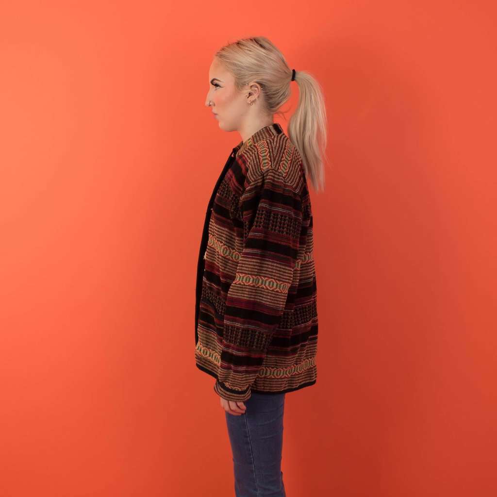 90s vintage tapestry jacket by Flashback, womens colourful cardigan coat with cool buttons, vintage hippie - Medium - Image 3