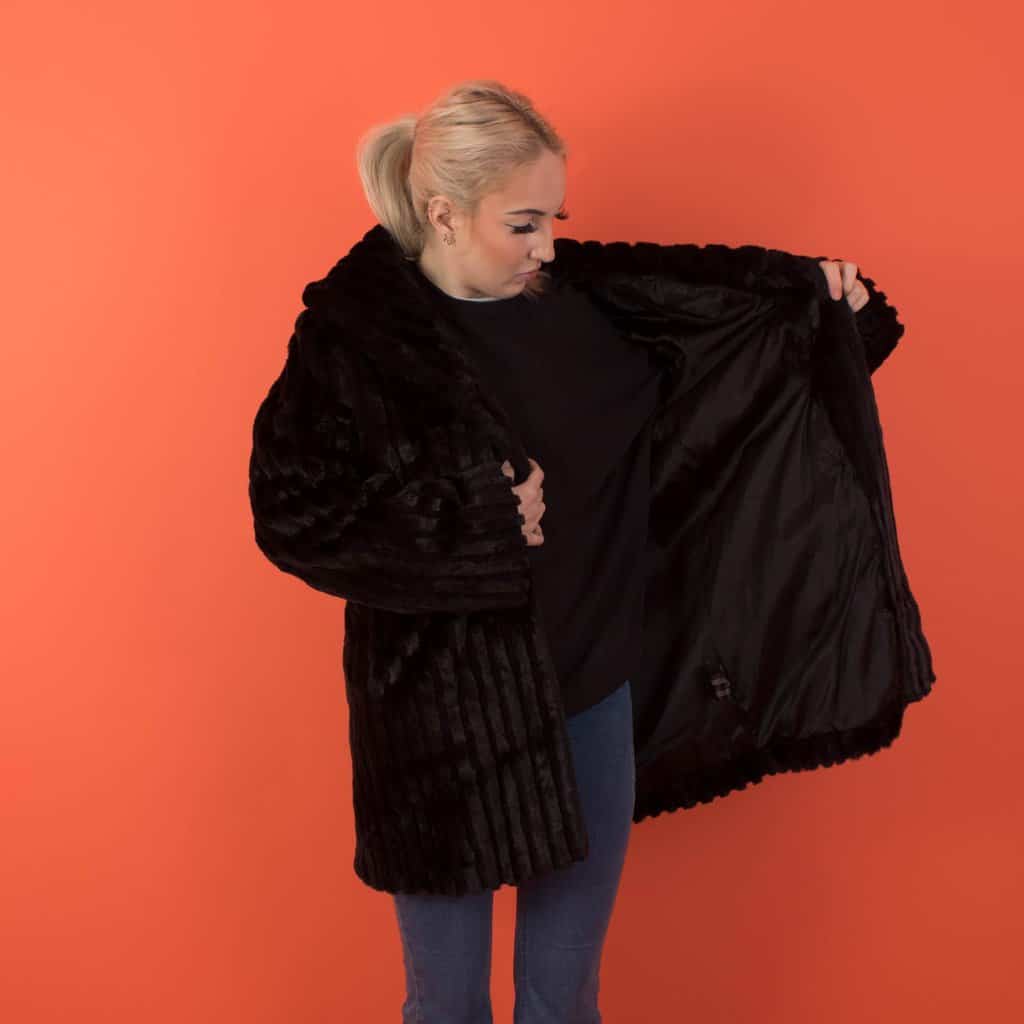 Vintage black faux fur coat, long cosy winter coat, soft black coat - Medium - Image 6