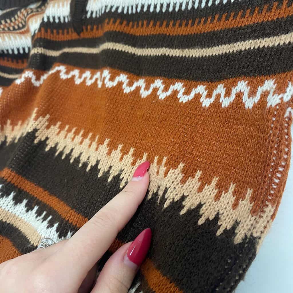 Vintage 70s St Michael hooded jumper in orange, brown and beige stripes, womens autumnal sweater with waist tie - Small / Medium - Image 6