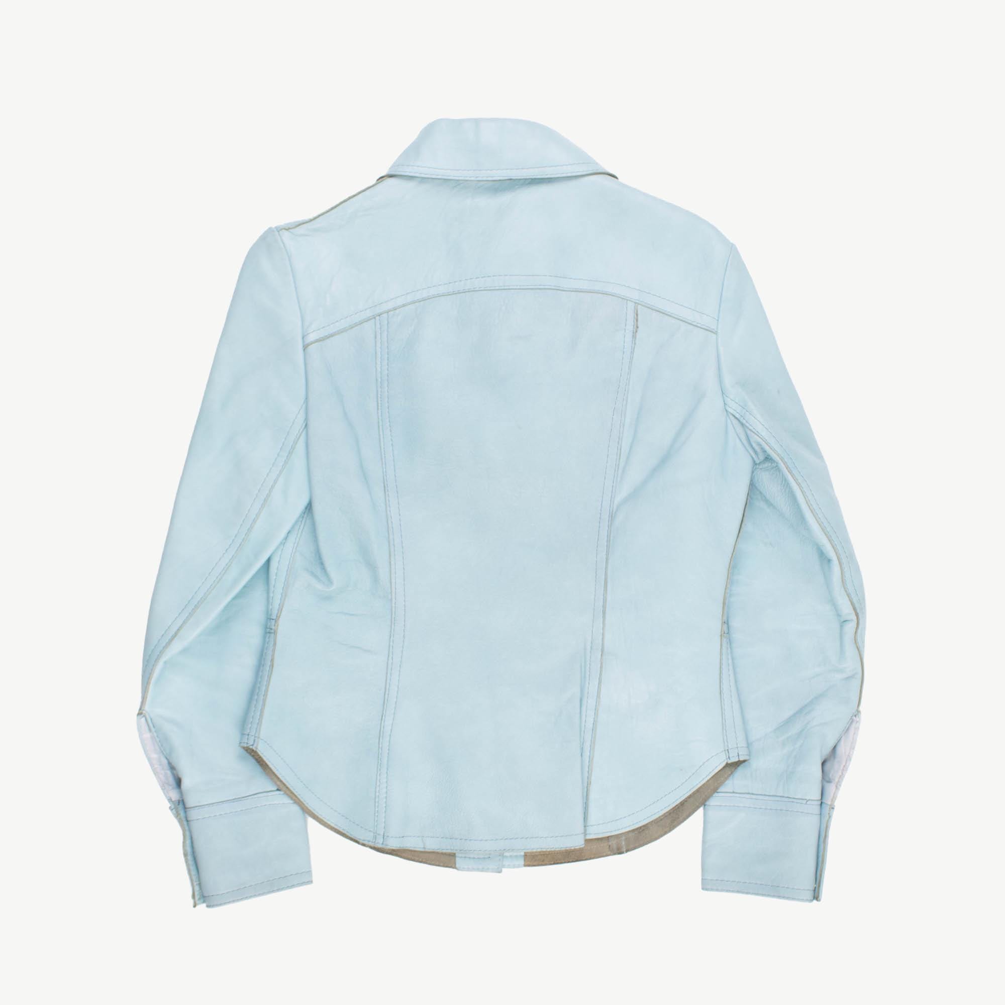 Rare 1960s 70s original real leather jacket light blue, womens rare vintage leather jacket - Small - Image 3