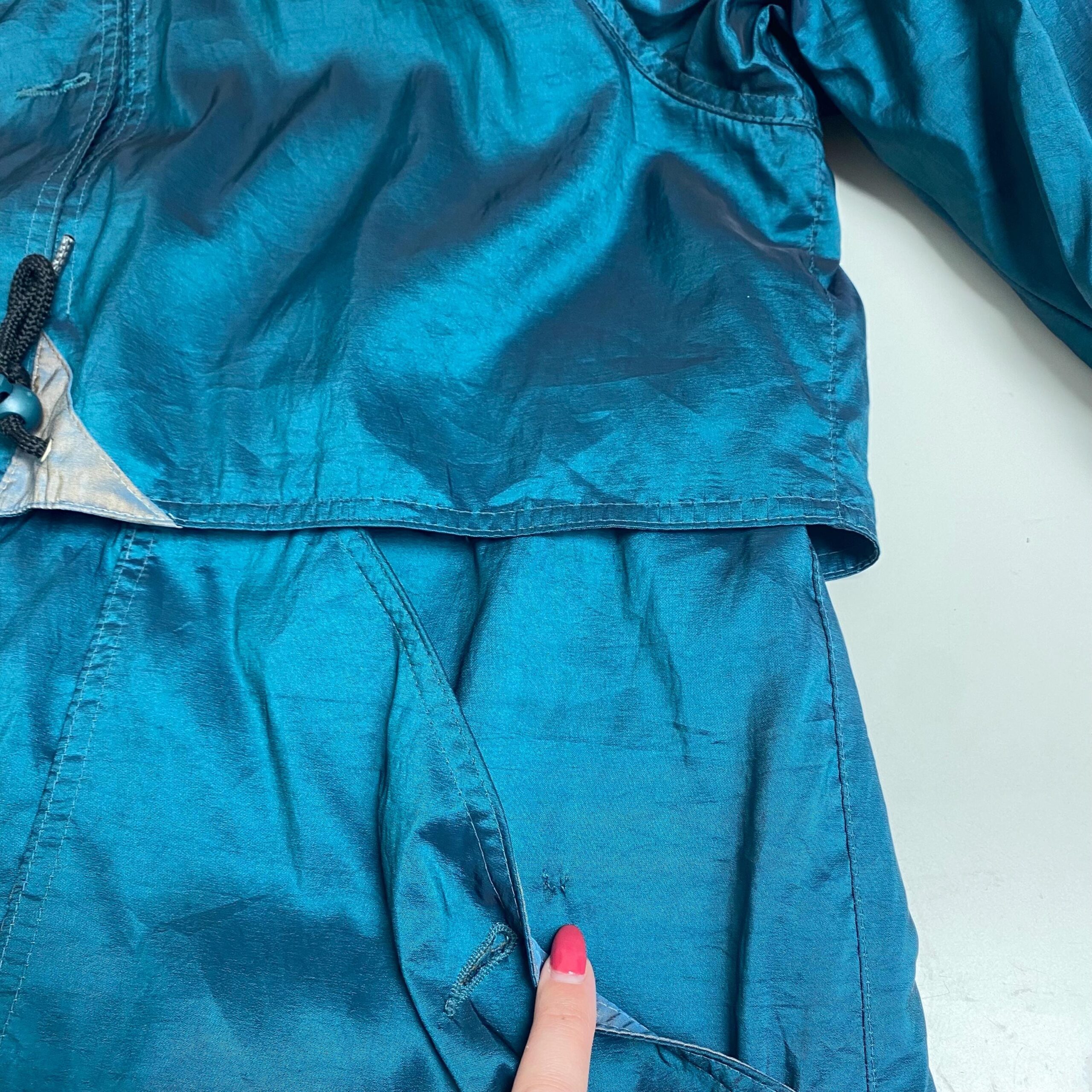 90s vintage metallic teal jacket, womens retro coat by Forecaster of Boston - Large - Image 7