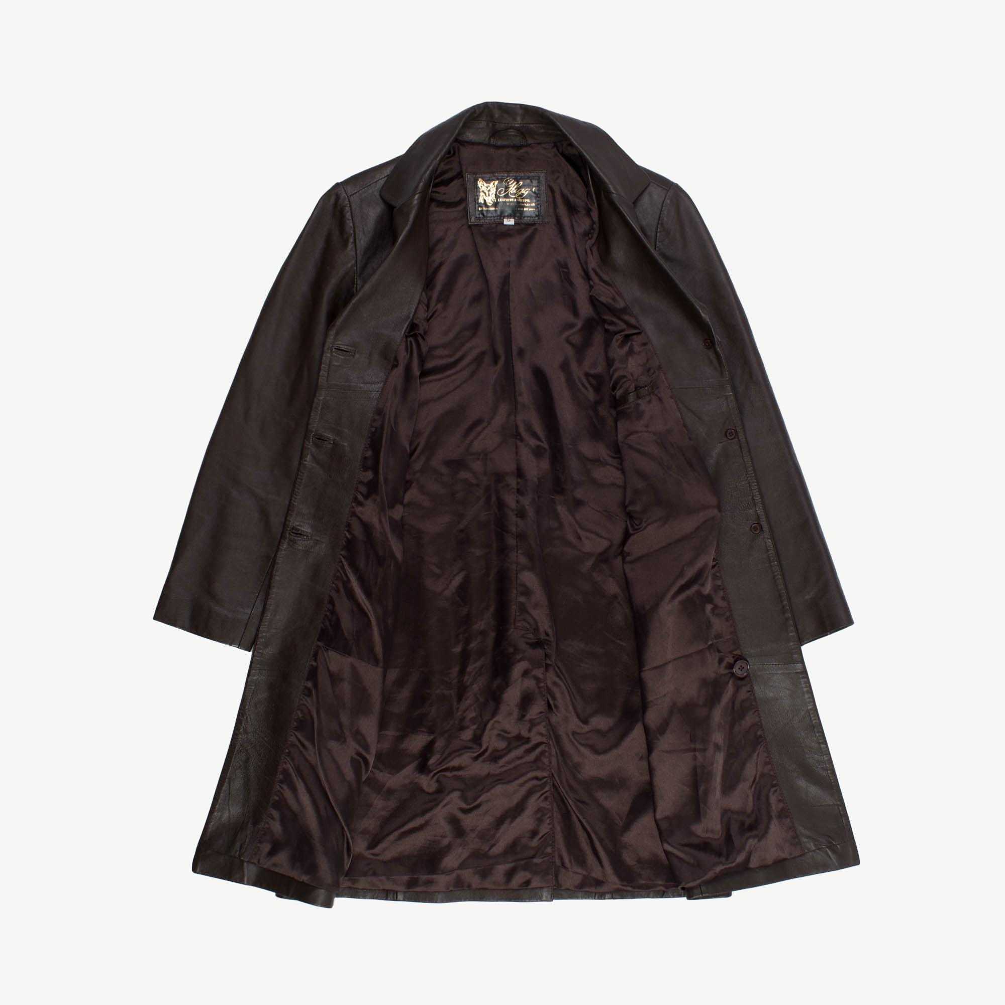 Womens long vintage leather jacket, Y2K chocolate brown soft leather jacket - Small - Image 2