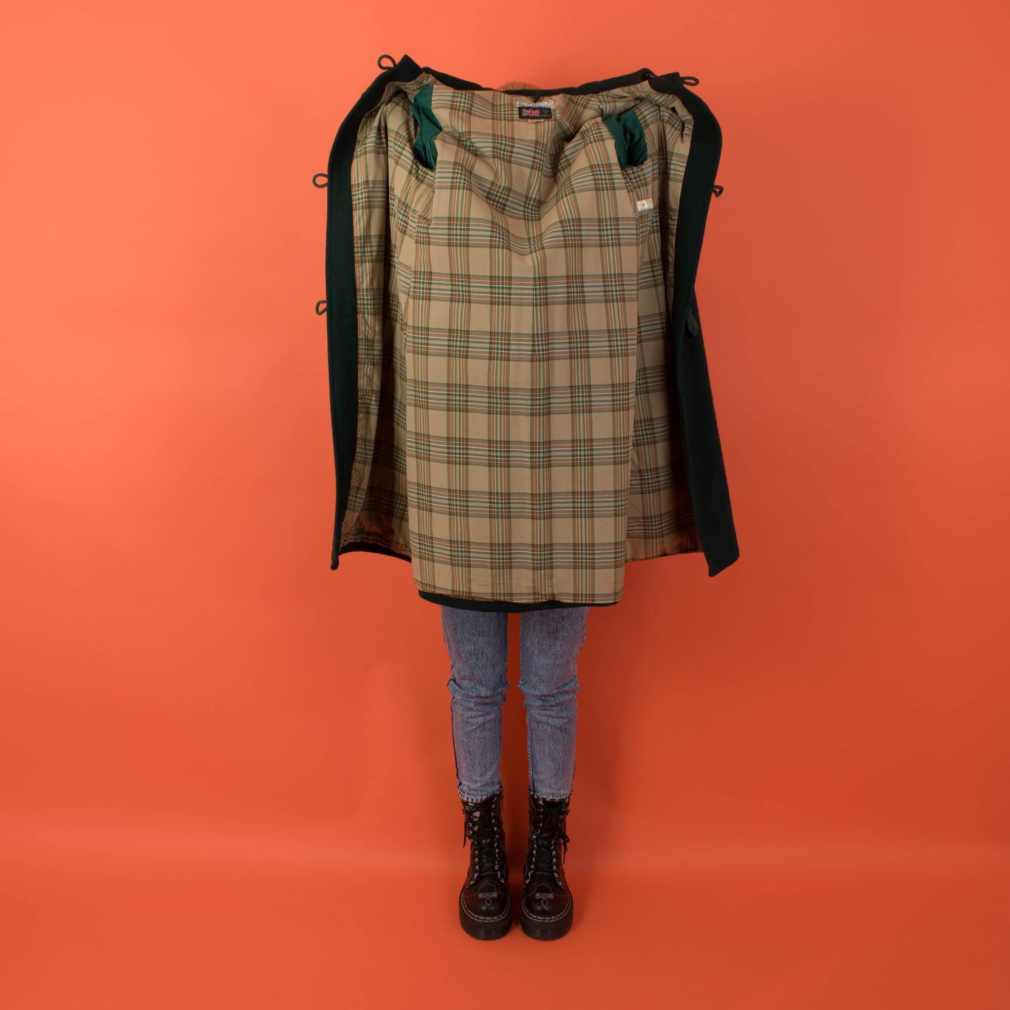 Womens 70s wool duffle coat, Heatonex vintage forest green long jacket, made in England - Small - Image 6
