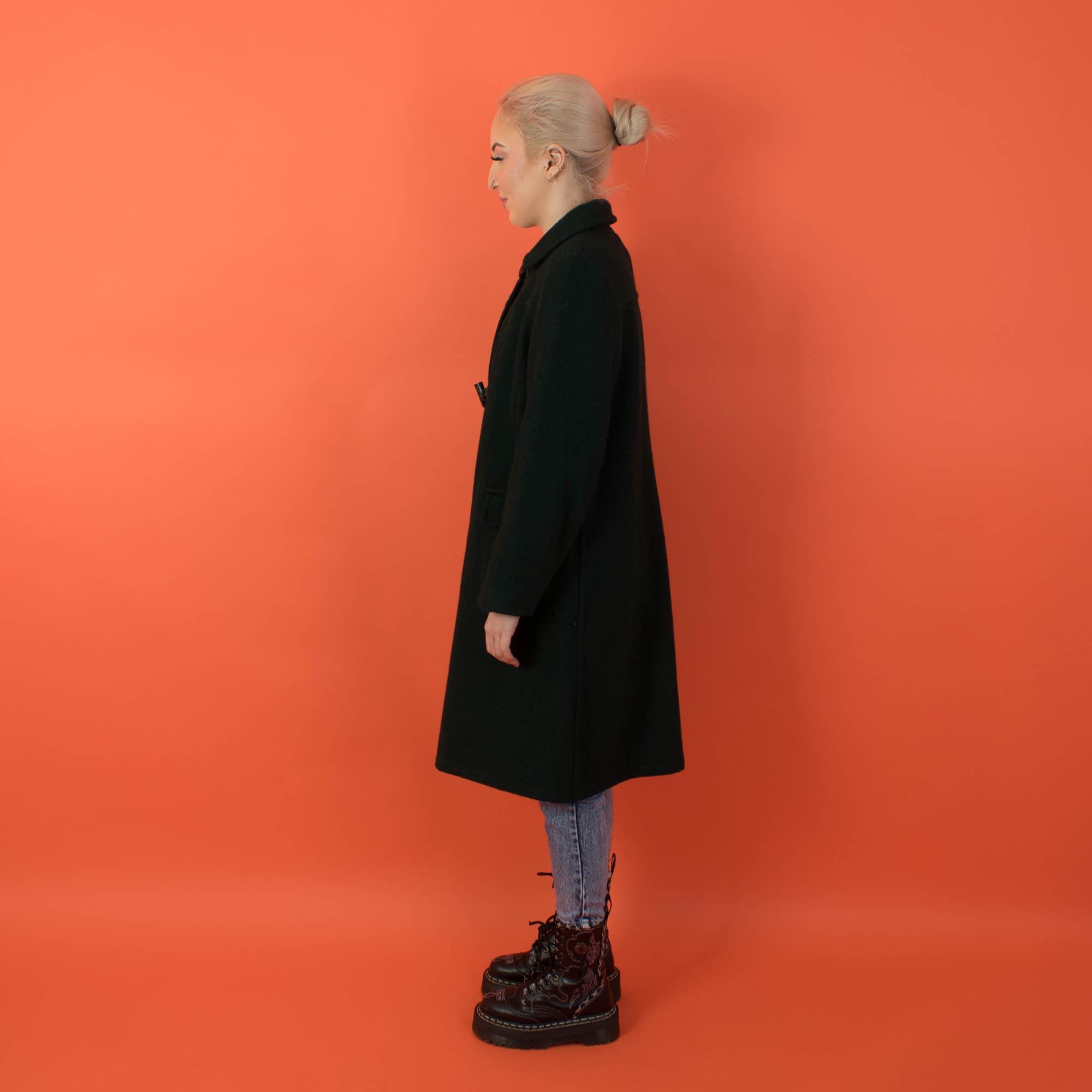 Womens 70s wool duffle coat, Heatonex vintage forest green long jacket, made in England - Small - Image 4