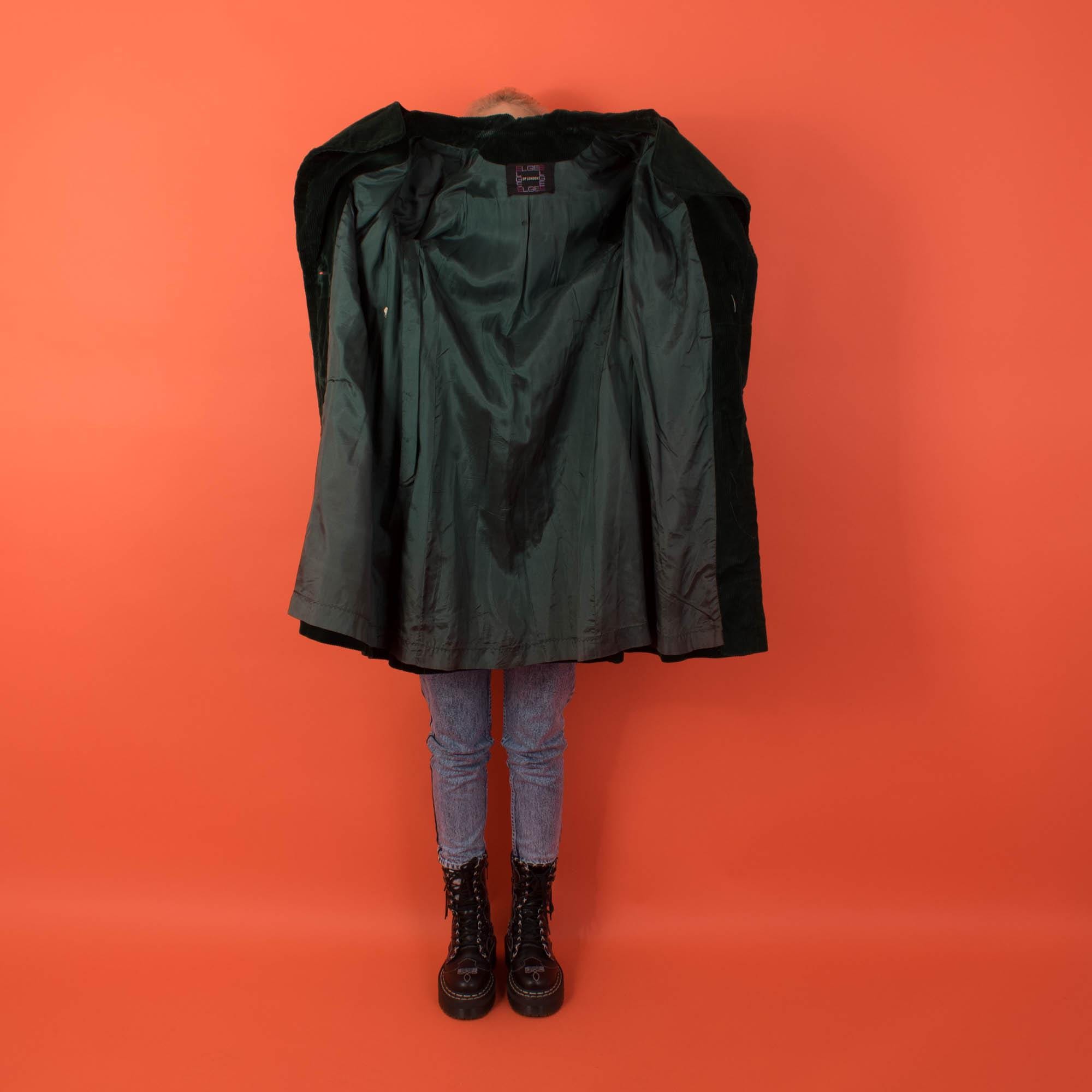 Vintage Elgee forest green cord trench coat, womens 60s 70s trench coat - Small / Medium - Image 6