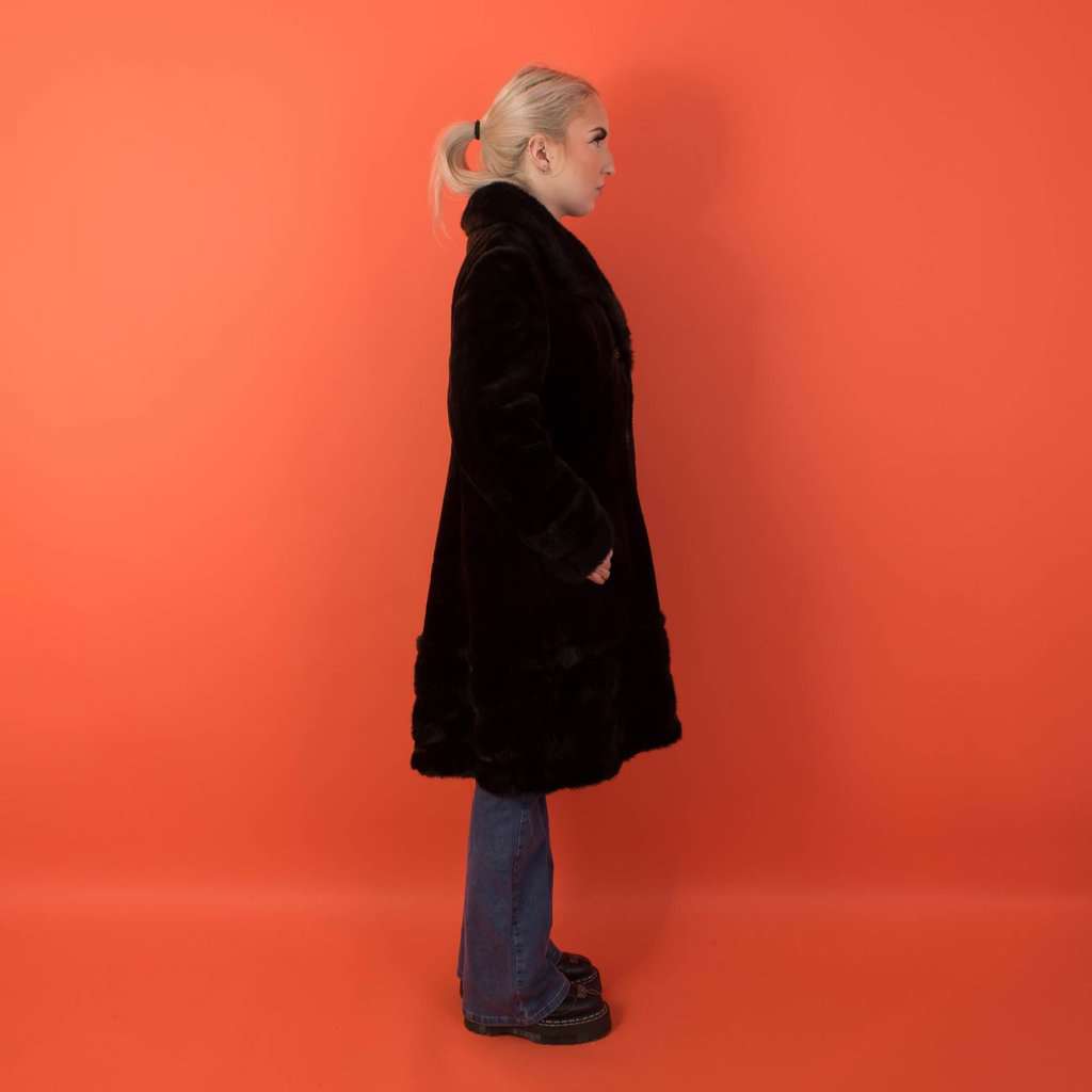 Vintage chocolate brown faux fur coat, womens heavy faux fur winter jacket - Medium - Image 2