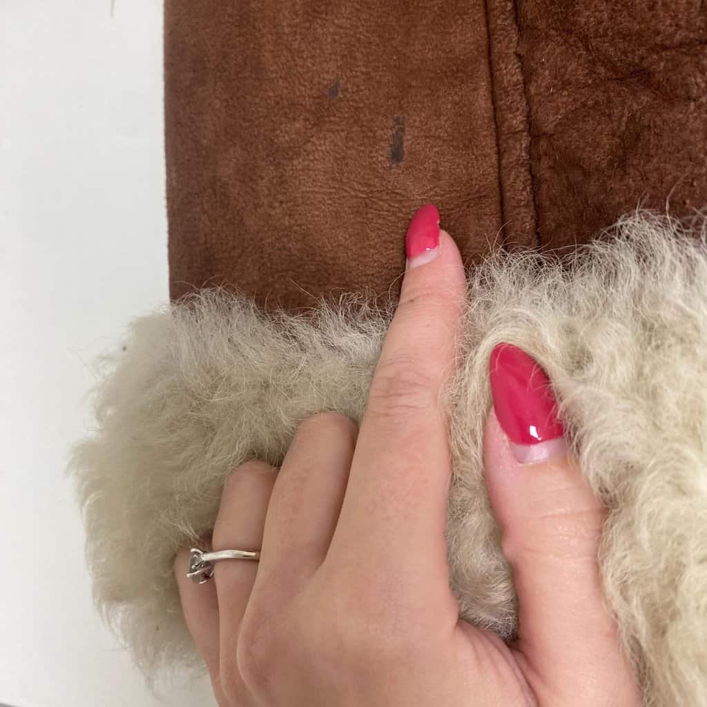 Vintage suede Penny Lane coat, womens hooded shearling boho hippie coat, retro Afghan coat - XS / Small - Image 10