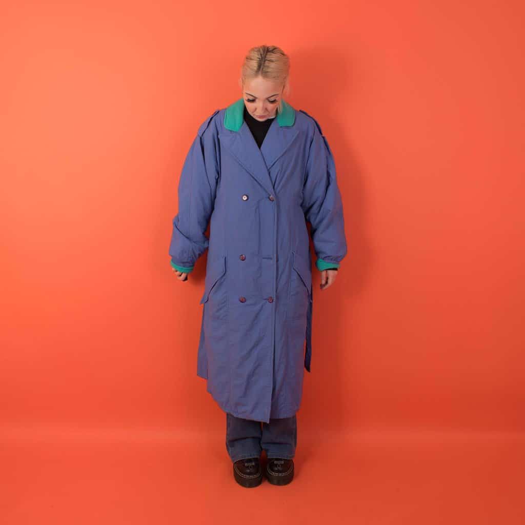 1980s colour block trench coat, womens vintage padded trench coat, womens retro jacket, made in Ireland - Medium / Large - Image 7