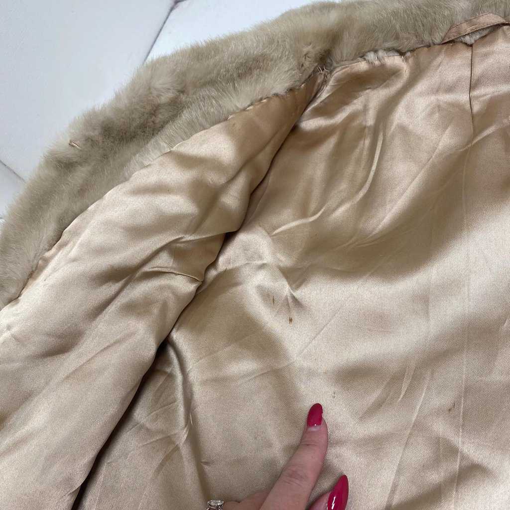 Vintage pale blonde boxy faux fur coat, 1970s Tissavel faux fur jacket - Medium - Image 7